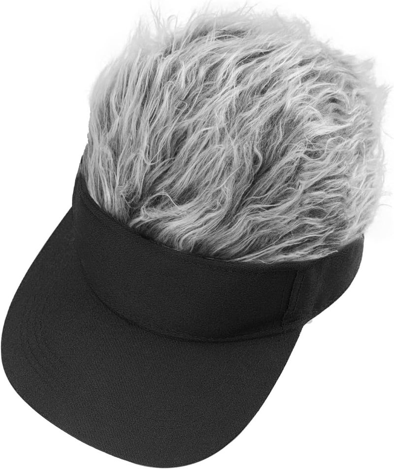 GREUS Funny Wig Baseball Cap, Novelty Faux Hair Visor Hat, Crazy Fuzzy Hair Cap for Outdoor Sports, Halloween Party, Costume - Image 3